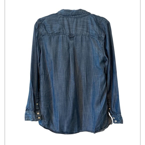 Talbots Denim Nautical Cottagecore Top With Button Detail On The Side Size M - Picture 3 of 11